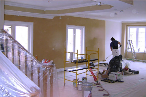 Ambiente interno preparado para pintura
